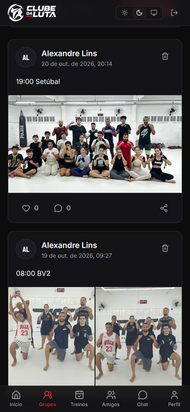 Feed de publicações de um grupo
