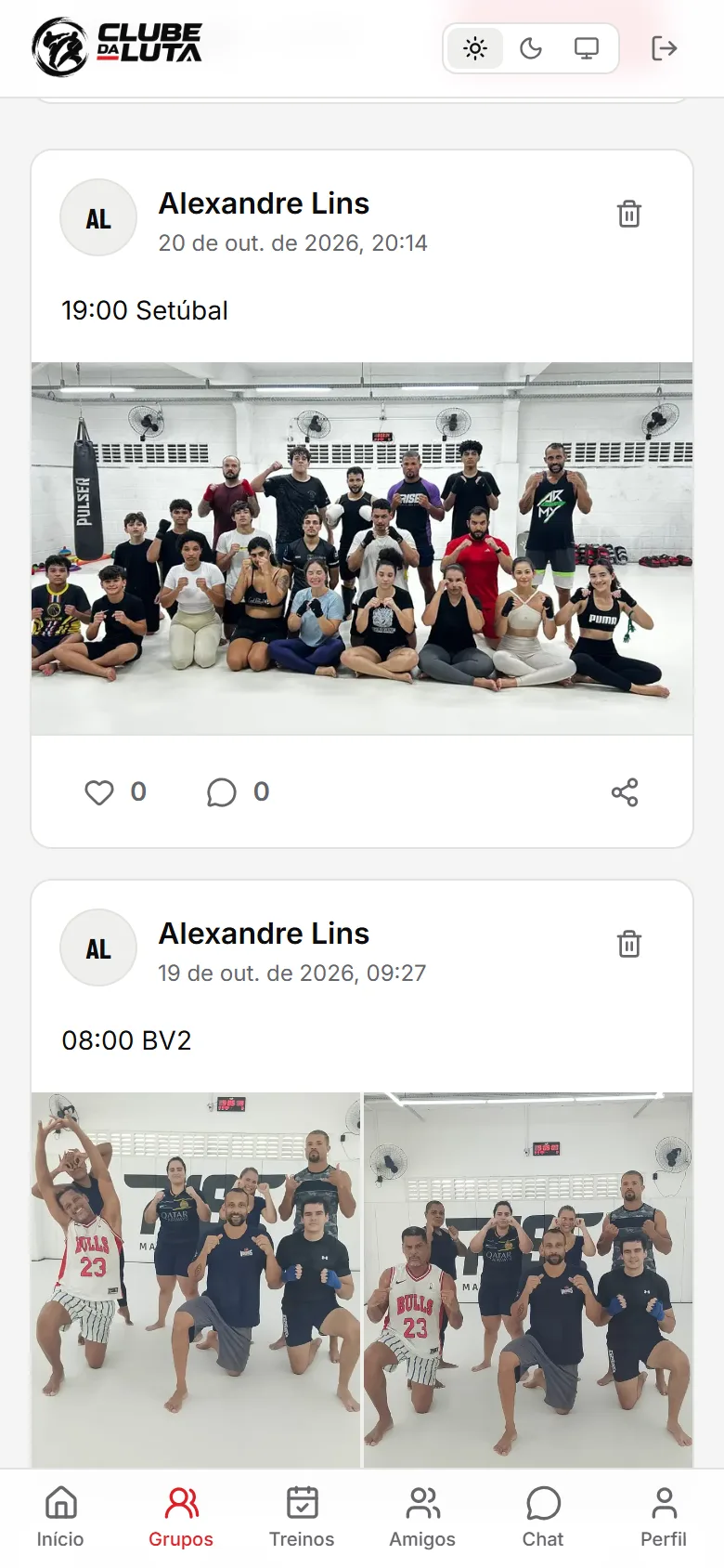 Feed de publicações de um grupo